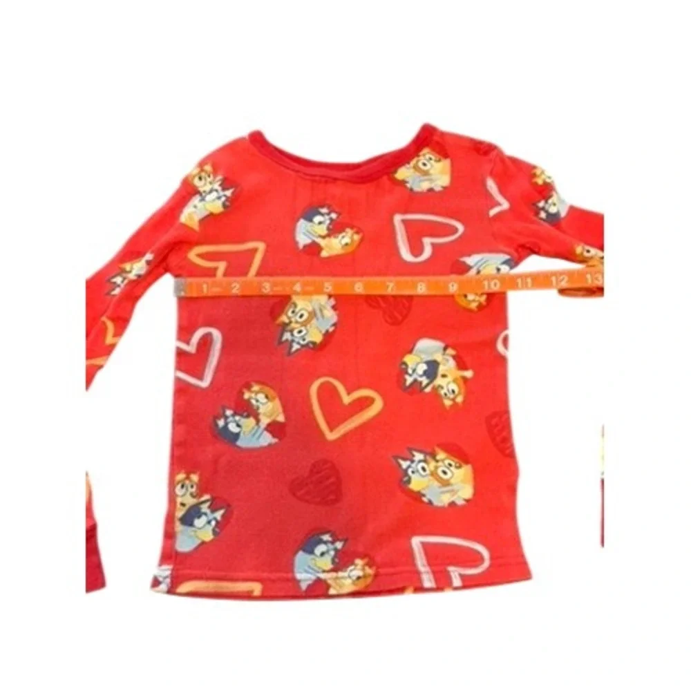 Bluey Bingo‎ Red Heart Cotton Pajama Set Long Sleeve Pants Size 6 RN 87652